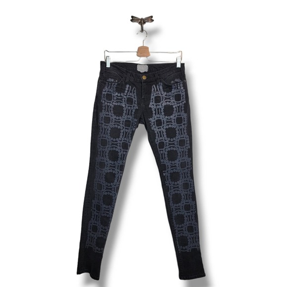 🔴 3/$25 Current Elliott Marni The Night Pearl Print Y2K Skinny Jean 27 - Picture 2 of 15